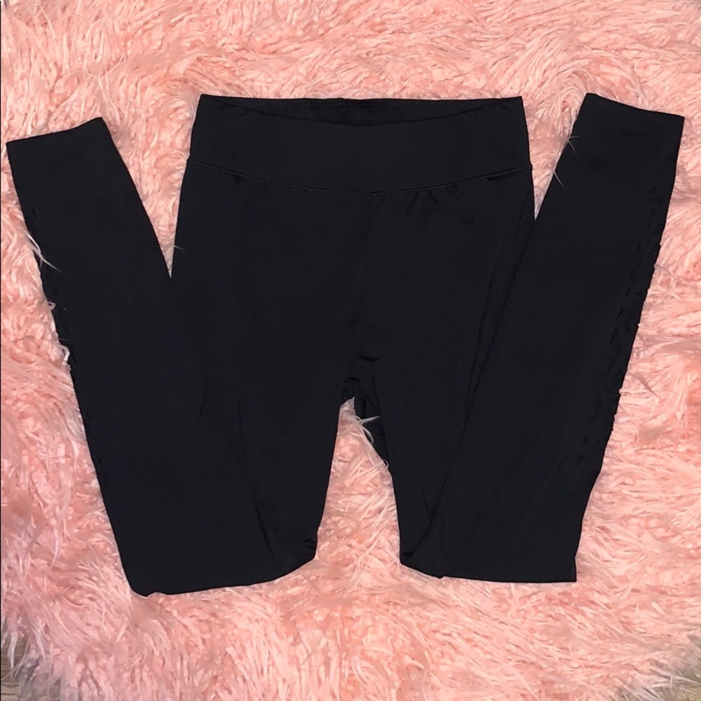 Black leggings with cutouts on side